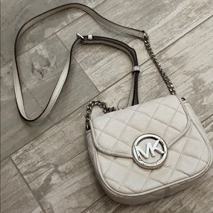 Michael Kors small white quilted crossbody
